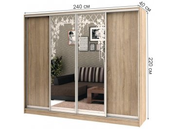 Шкаф-купе Стандарт Комбо 4.3 ШК.012.2400-08 / 18 дуб сонома / серебро матовое