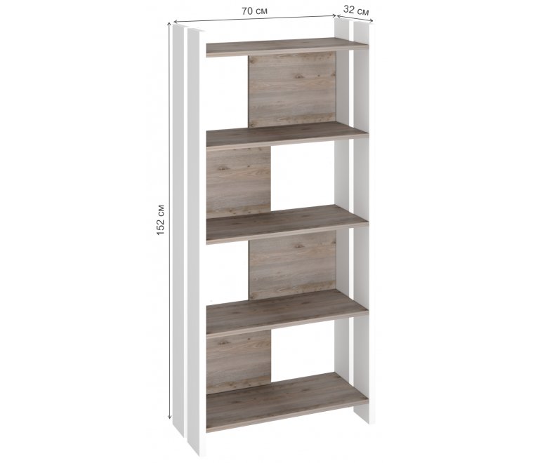 Стеллаж 152 см белый / нельсон