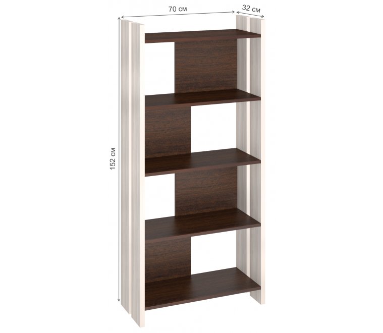 Стеллаж 152 см карамель / венге