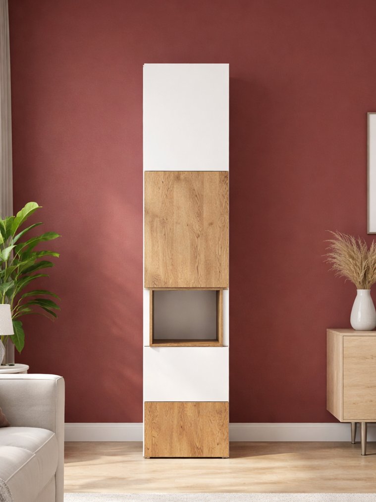 Стеллаж Лонгфорд белый / дуб вотан