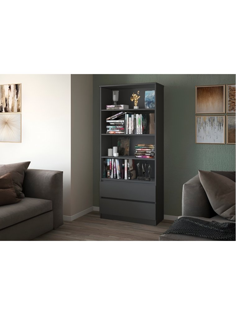 Стеллаж Мальм 80 два ящика графит