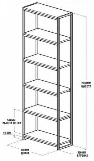 Стеллаж Metalframe жженая береза