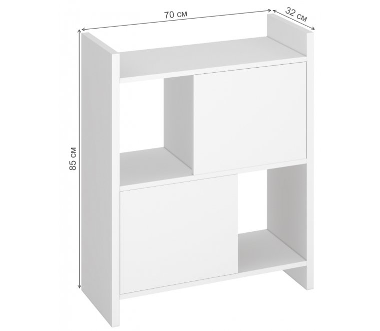 Стеллаж с дверцами 85 см белый