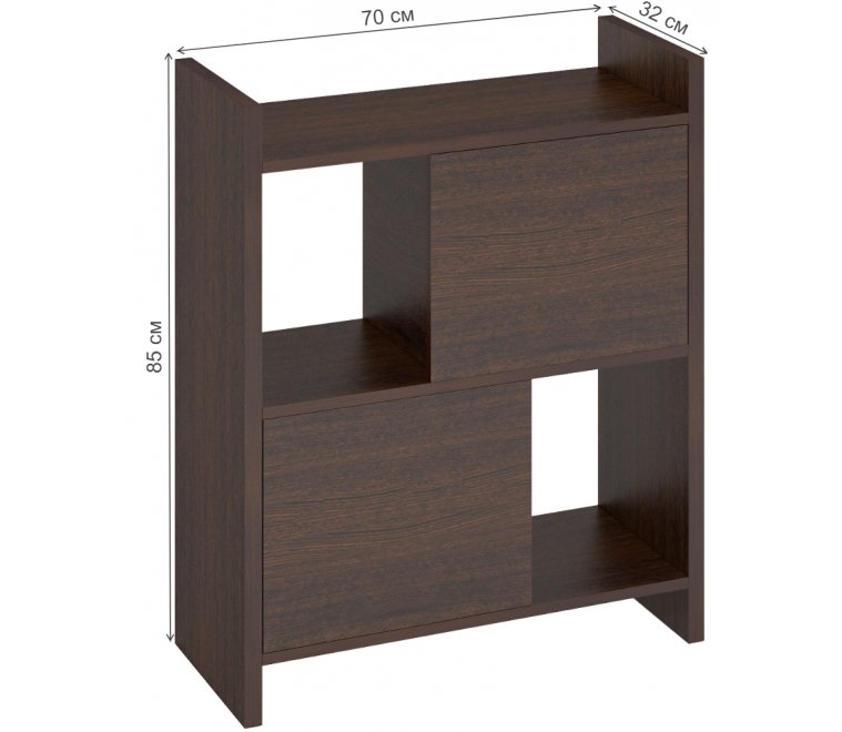 Стеллаж с дверцами 85 см венге