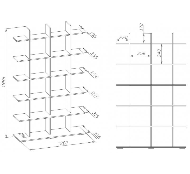 Стеллаж СТ-6 венге / беленый дуб