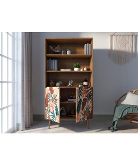 Книжный шкаф Воаб с дверками орех / принт 25