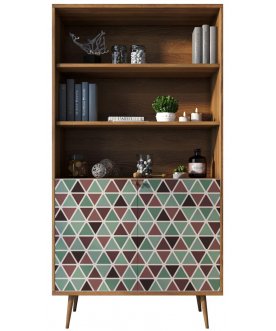 Книжный шкаф Воаб с дверками орех / принт 26