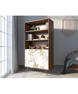 Книжный шкаф Воаб с дверками орех / принт 27