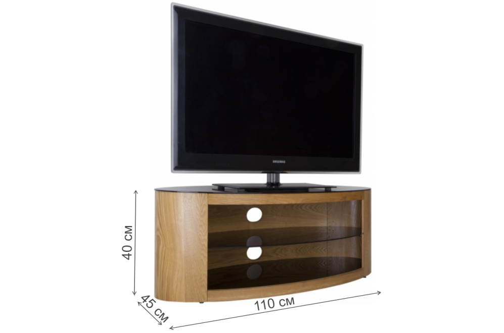 Тумба под ТВ Buckingham черное стекло / Натуральный шпон дуб