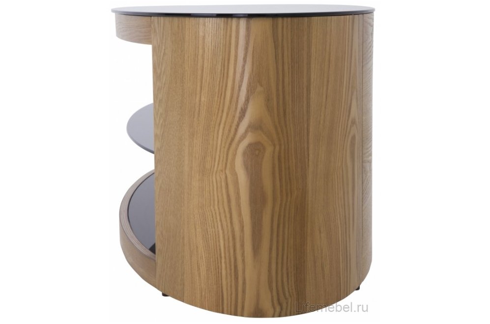 Тумба под ТВ Buckingham черное стекло / Натуральный шпон дуб