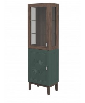 Книжный шкаф Калипсо МН-044-01 гикори прадо темный / комбу грин