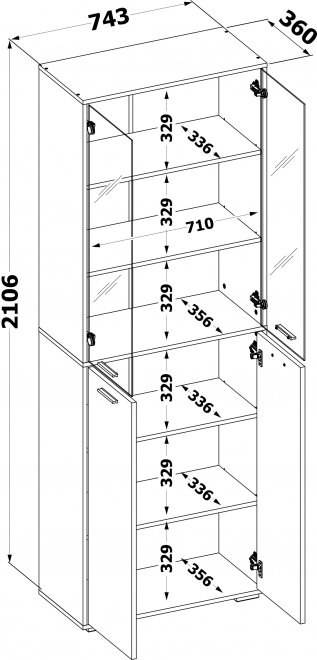 Витрина ШУ-355 лдсп дуб сонома