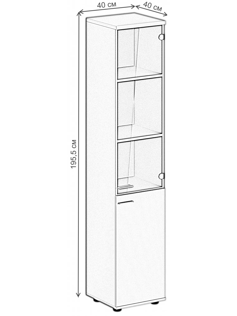 Витрина SG.802 правый дуб светлый / белый