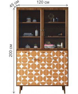 Книжный шкаф Воаб орех / принт 14