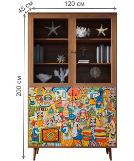 Книжный шкаф Воаб орех / принт 1