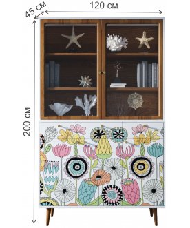 Книжный шкаф Воаб орех / принт 3