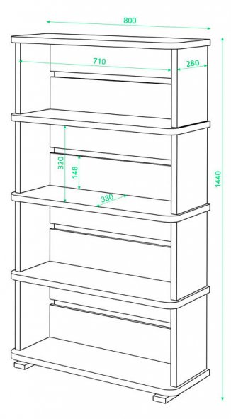 Cтеллаж Эланта-25/4 К карамель