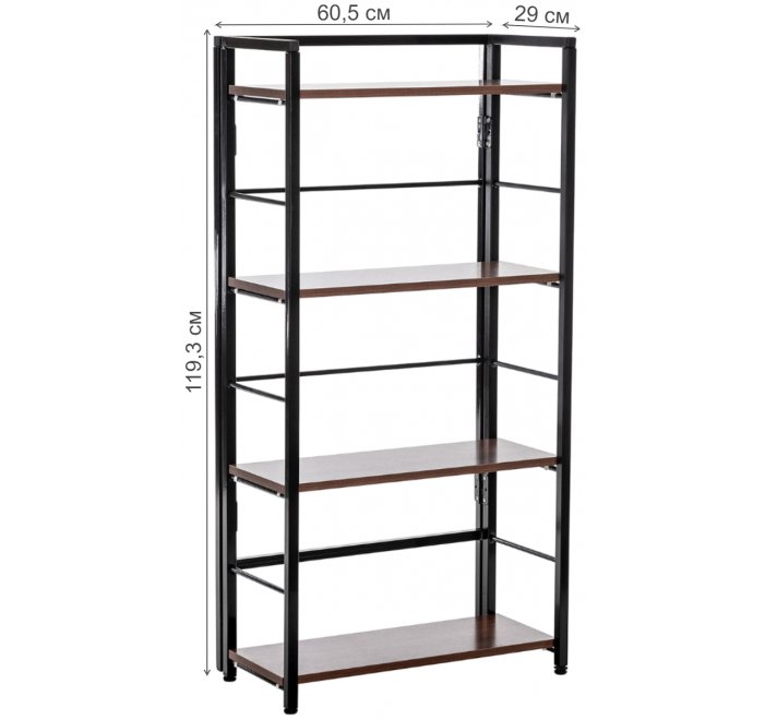 Стеллаж Leset Пако 1200 чёрный / орех донской