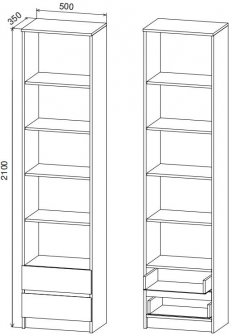 Стеллаж Марли МС 500.1 дуб бунратти / белый глянец