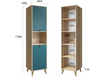 Комплект для кабинета Велламо ВО-109 блэквуд ячменный / морская волна комплектация 2