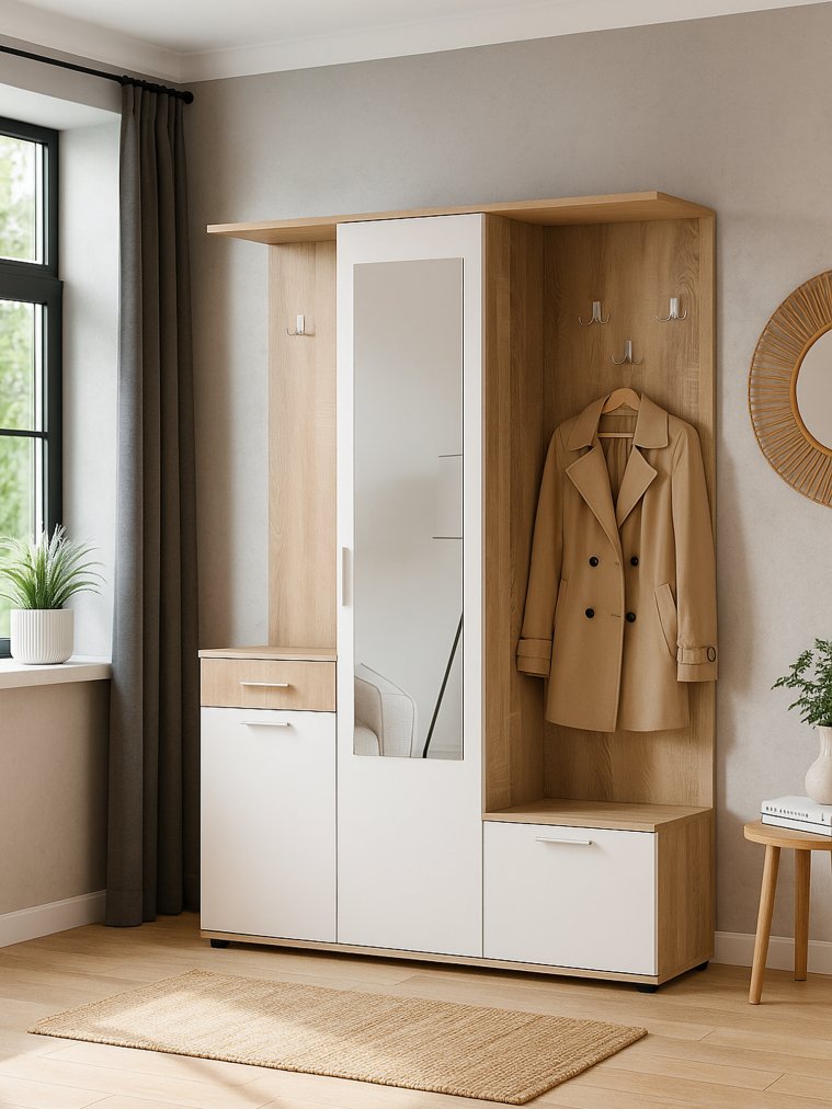 Готовая прихожая Пети дуб сонома / белый