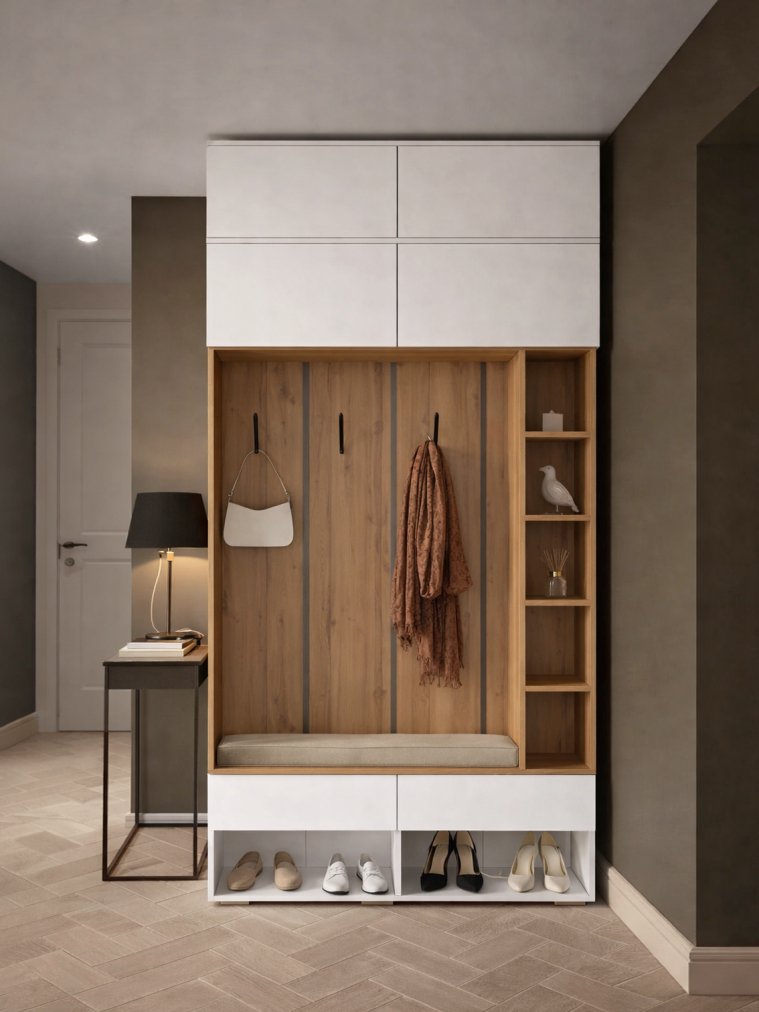 Модульная прихожая Роут / Прага белый / дуб вотан комплектация 9