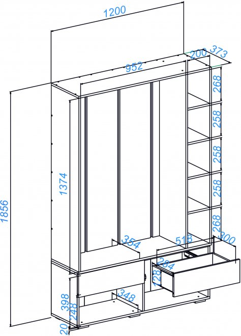 Модульная прихожая Роут / Прага белый / дуб вотан комплектация 9
