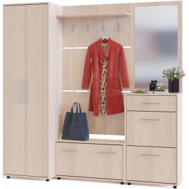 Модульная прихожая ТП-3 + ТП-2 + ПЗ-3 + ВШ-3.1 + ШО-1 беленый дуб (комплектация 5)