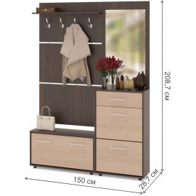 Модульная прихожая ВШ-3.1 + ТП-3 + ТП-2 + ПЗ-3 венге / беленый дуб (комплектация 2)