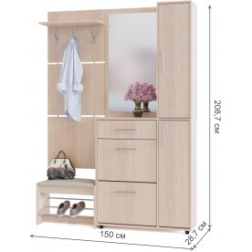 Модульная прихожая ВШ-5.1 + ТП-5 + ТП-4 + ПЗ-4 беленый дуб (комплектация 4)