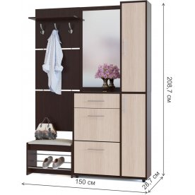Модульная прихожая ВШ-5.1 + ТП-5 + ТП-4 + ПЗ-4 венге / беленый дуб (комплектация 5)