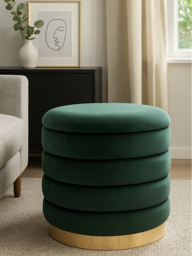 Пуф Фред велюр бирюзовый BM-88 / золотой