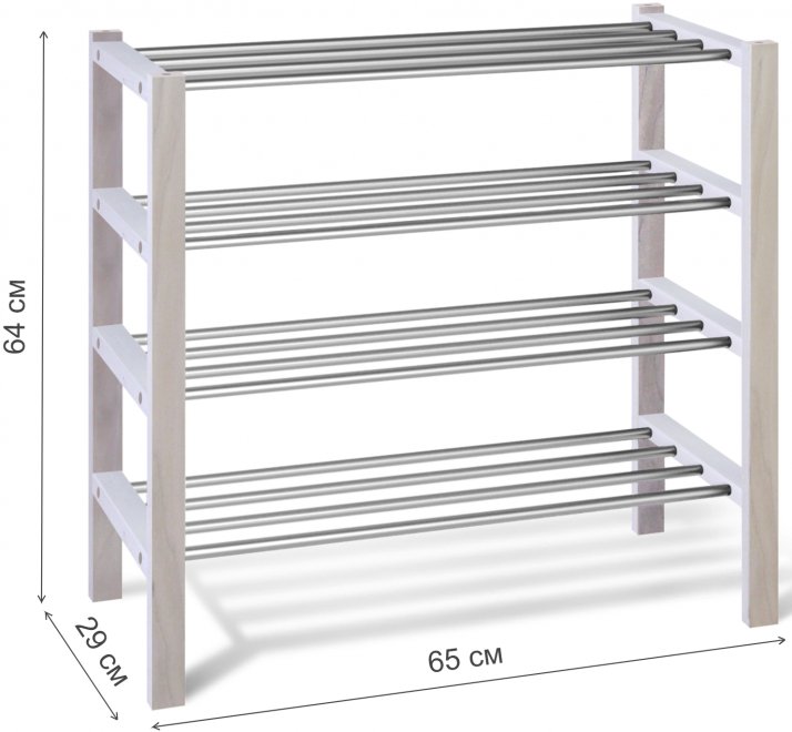 Обувница Альберо SHT-SR9-4 беленая / алюминий металлик