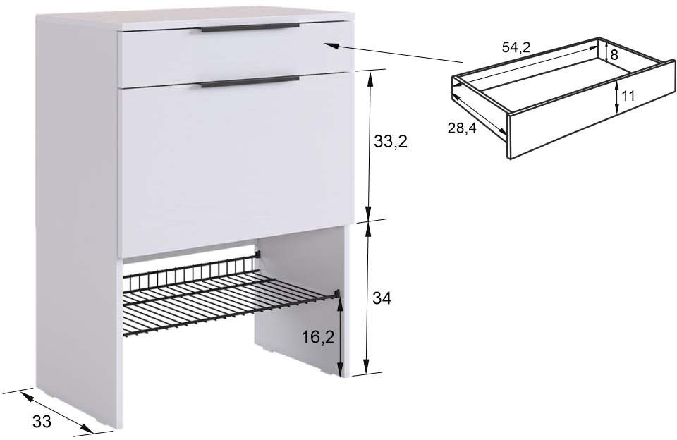Обувница Баско белое дерево / белое дерево