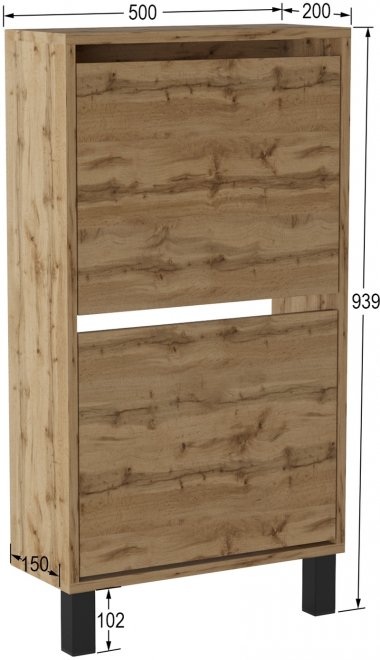 Обувница Хигс ТО02 дуб вотан / черный