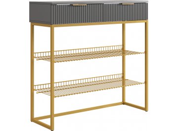 Тумба для обуви Классная 1 белое дерево / белый матовый / золото