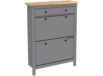 Тумба для обуви Сага 113х108 белая серый / ясень