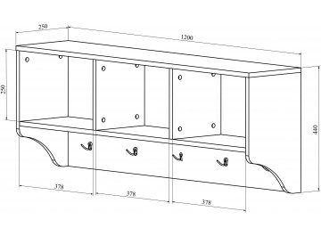Вешалка настенная ДримСтар ДС-30 белое дерево