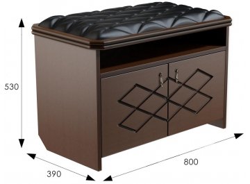 Банкетка Патриция черная экокожа / орех