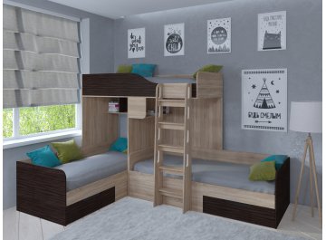 Двухъярусная кровать Трио дуб сонома / венге