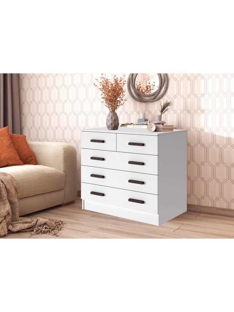 Комод Бостон 5 ящиков белый ЛДСП