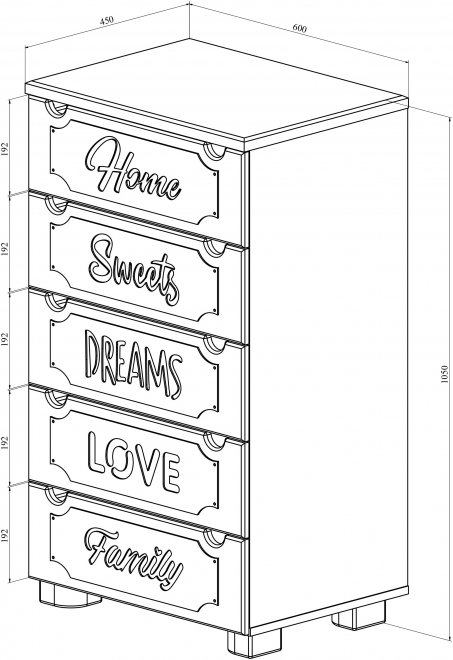 Комод ДримСтар ДС-11 дуб эвок / дуб сонома темный