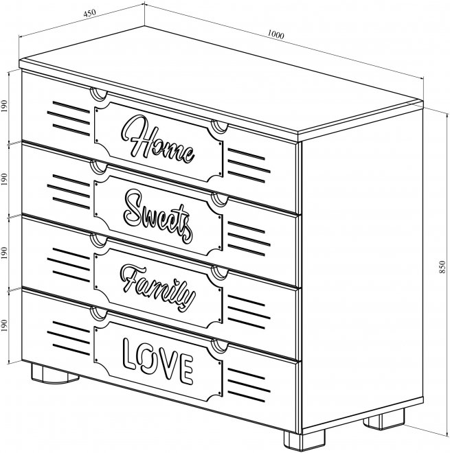 Комод ДримСтар ДС-12 дуб эвок / дуб сонома темный