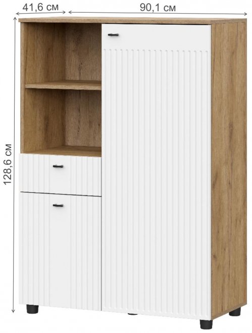 Комод Эдолина дуб золотой / белый матовый