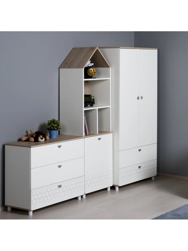 Комод Эльга белый шагрень / дуб белый exclusive