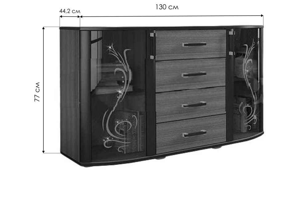Комод Грация со стразами ясень шимо