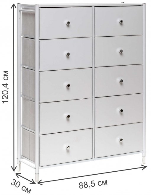 Комод Хайди 10 ящиков белый