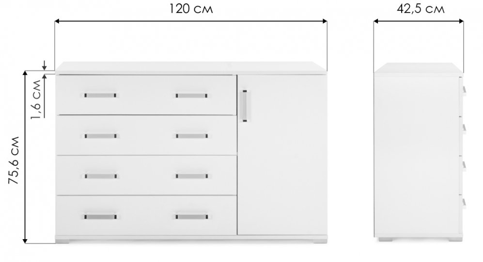 Комод КМД-1244 дуб сонома / белый