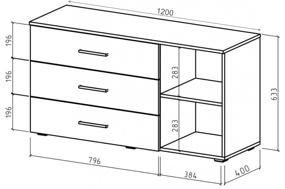 Комод Марс-3 дуб сонома