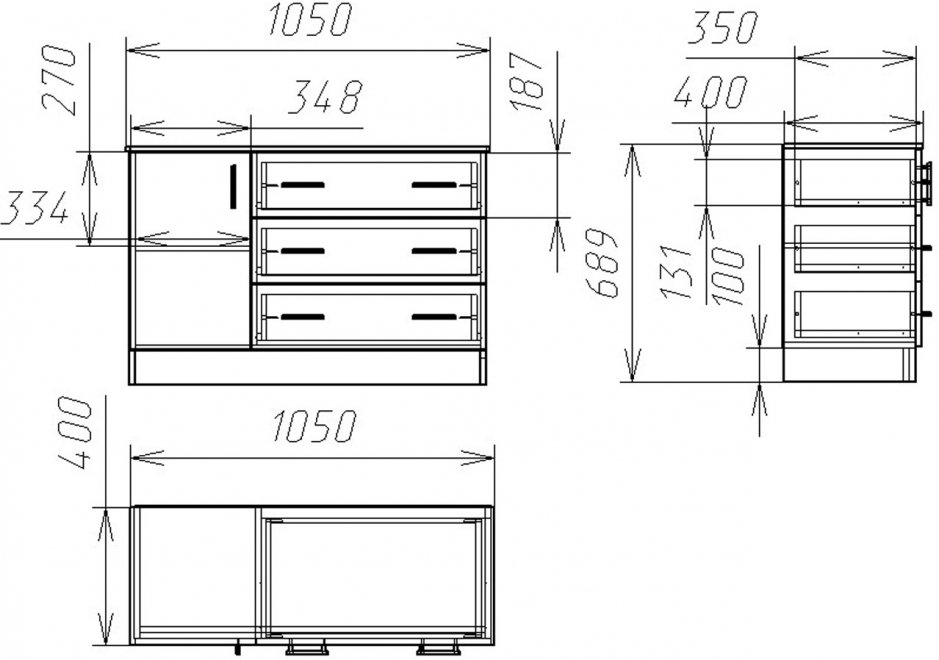 Комод Мебелеф - 14 правый ясень шимо тёмный / голубой глянец